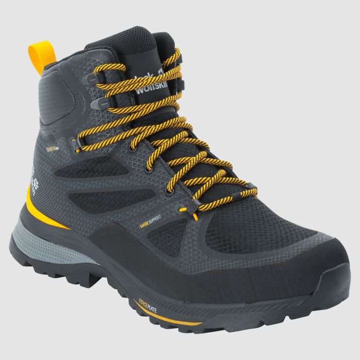 Botas Senderismo Jack Wolfskin Force Striker Texapore Mid Hombre Negros/Amarillos Mexico-9862157